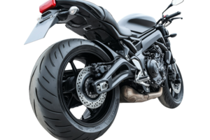 Sleek black motorcycle with a modern design and features png