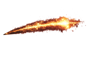 Bright comet trail with sparkling particles and light png
