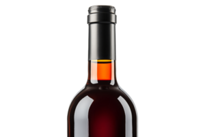 Red wine bottle with modern design on a transparent backdrop png