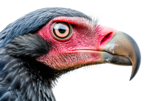 Large bird of prey with striking features and colors png