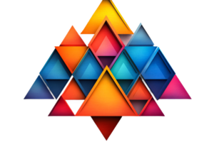 Abstract colorful triangles pattern background texture overlay, cut out transparent png