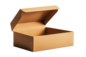 Open kraft box with lid, packaging, cardboard, container, container, cut out transparent png