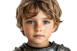 Brave Child Knight Posing, Eyes Focused, Medieval Armor, Cut Out Transparent png
