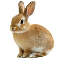 A charming ginger bunny rabbit with bright eyes in closeup, cut out transparent png