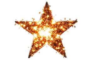Shining Star Decoration on Black Background, cut out transparent png