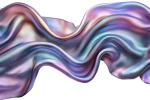 Iridescent cloth with folds and drapes on dark background, cut out transparent png