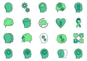 Mind Process Icon Element Set vector