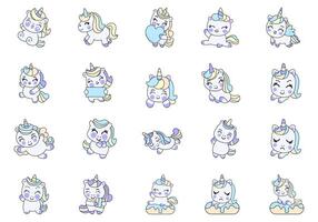 Cute Cartoon Unicorn Element Set vector