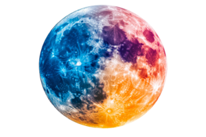 Artistic planet, blue orange hemisphere, celestial sphere, cut out transparent png