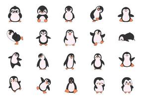 Cute Penguin Design Element Set vector
