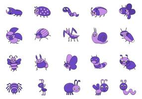 Cute Insect Cartoon Element Set vector
