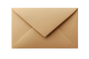 Simple brown envelope, top view background, stationery , cut out transparent png