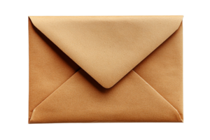 Brown paper envelope, mail concept, blank craft, post message, cut out transparent png