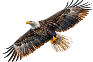 Majestic Bald Eagle in Flight, wings spread, isolated, cut out transparent png
