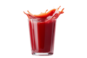 Red juice splash in glass, refreshment, liquid, food concept, cut out transparent png