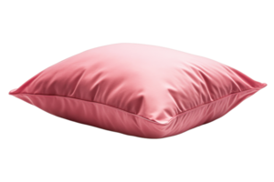 Pink pillow with shiny fabric, comfortable bedding, cut out transparent png