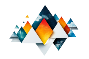Triangle pattern with texture and color, cut out transparent png