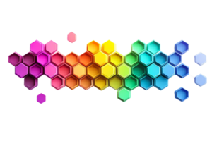 Hexagonal Pattern, colorful design with honeycomb shape, cut out transparent png
