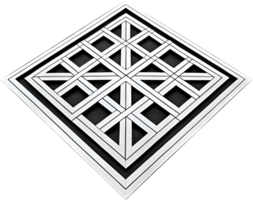 Contemporary symmetrical geometric shape with sleek precision and elegant balance. . png