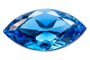 Shiny sapphire gemstone in a square cut, luxury crystal, cut out transparent png