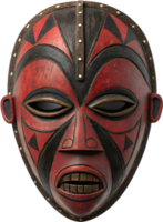 Intricate African voodoo mask with handcrafted carvings and cultural significance artwork. . png