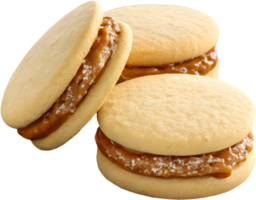 Delicious caramel-filled Alfajores cookie with a powdered sugar topping. . png
