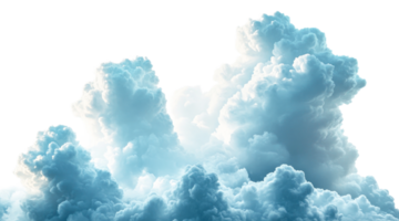Fluffy white cloudscape in abstract style, cut out transparent png