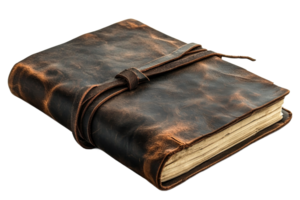 Rustic Leather Bound Journal with Tie Closure, cut out transparent png