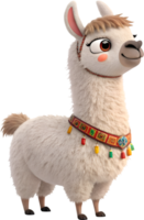 Friendly Alpaca Clipart with Fluffy Fur and Cheerful Expression. . png