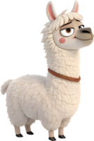 Friendly Cartoon Alpaca with Fluffy Fur and Smiling Expression Clipart. . png