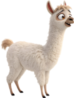 Adorable Alpaca Character with Fluffy Fur and Happy Expression Clipart. . png