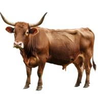 Majestic Brown Longhorn Bull Standing Proudly, cut out transparent png