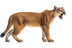 Roaring mountain lion, isolated and powerful predator , cut out transparent png