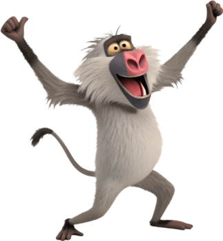 agile babbuino in piedi con acuto e mettere in guardia messa a fuoco. . png