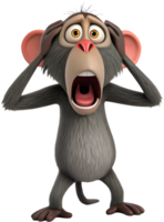 Dominant Baboon Roaring with Beastly Strength. . png