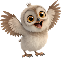 Cute cartoon owl with a soft and charming design. . png