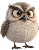 Kawaii baby owl with an innocent and sweet expression. . png