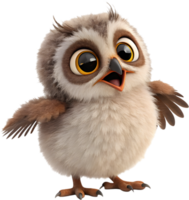 Adorable little owl with big sparkling eyes. . png