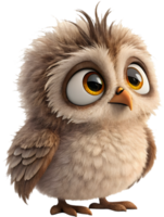 Cute baby owl with a feathery and warm appearance. . png