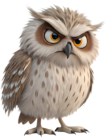 Sweet little owl with an innocent and joyful expression. . png