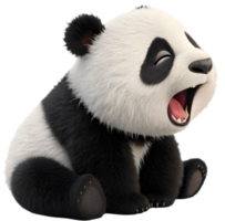 Smiling and Fluffy Panda Cub Sitting Lovably. . png