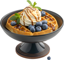 Delicious Waffle Clipart with Cream and Fruit Toppings. . png