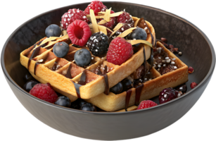 Belgian Waffles with Rich Cream and Fresh Berry Toppings. . png