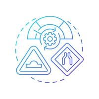 Speed management blue gradient concept icon. Traffic calming strategy. Road safety regulation methods. Round shape line illustration. Abstract idea. Graphic design. Easy to use in brochure vector