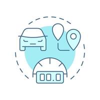 Check odometer soft blue concept icon. Statistical metric, measurement. Vehicle kilometers. Round shape line illustration. Abstract idea. Graphic design. Easy to use in infographic, presentation vector