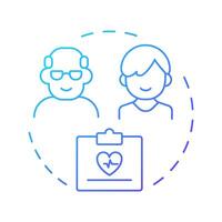 Age limits blue gradient concept icon. Restrictions on specific treatments. Component of utilization management. Round shape line illustration. Abstract idea. Graphic design. Easy to use in article vector