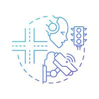 Dynamic junction control blue gradient concept icon. Real time intersection regulation. Traffic management. Round shape line illustration. Abstract idea. Graphic design. Easy to use in brochure vector