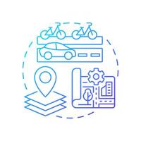 Street network blue gradient concept icon. Connectivity between urban and rural areas. Traffic management. Round shape line illustration. Abstract idea. Graphic design. Easy to use in booklet vector