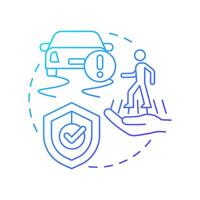 Walk defensively blue gradient concept icon. Crossing road carefully. Pedestrian safety rule. Traffic management. Round shape line illustration. Abstract idea. Graphic design. Easy to use in booklet vector