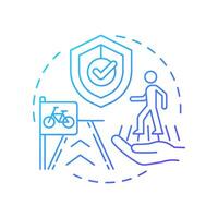 Pedestrian and bicycle safety blue gradient concept icon. Secure environment for non motorized road users. Round shape line illustration. Abstract idea. Graphic design. Easy to use in booklet vector